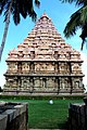 The pyramidal structure above the sanctum at Brihadisvara Temple