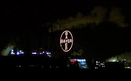 The iconic Bayer cross at night