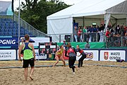 Deutsch: Beachhandball Europameisterschaften 2019 (Beach handball Euro); Tag 5: 6. Juli 2019 – Frauen, Platzierungsspiel für die Ränge 9–12, Deutschland-Polen 2:1 (22:23, 19:16, 7:6) English: Beach handball Euro; Day 5: 6 July 2019 – Placement Match/Cross Match for rank 9–12 Women – Germany-Poland 2:1 (22:23, 19:16, 7:6)