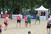 Deutsch: Beachhandball Europameisterschaften 2019 (Beach handball Euro); Tag 2: 3. Juli 2019 – Männer, Vorrunde Gruppe C, Nordmazedonien-Schweiz 0:2 (13:22, 18:19) English: Beach handball Euro; Day 2: 3 July 2019 – Women Preliminary Round Group A – Men Preliminary Round Group C – North Macedonia-Switzerland 0:2 (13:22, 18:19)