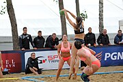 Deutsch: Beachhandball Europameisterschaften 2019 (Beach handball Euro); Tag 1: 2. Juli 2019 – Frauen, Vorrunde Gruppe D, Deutschland-Nordmazedonien 2:0 (26:8, 27:12) English: Beach handball Euro; Day 1: 2 July 2019 – Women Preliminary Round Group D – Germany-North Macedonia 2:0 (26:8, 27:12)