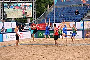 Deutsch: Beachhandball Europameisterschaften 2019 (Beach handball Euro); Tag 5: 6. Juli 2019 – Männer, Halbfinale, Dänemark-Ungarn 2:0 (19:16, 22:18) English: Beach handball Euro; Day 5: 6 July 2019 – Semifinal Men – Denmark-Ukraie 2:0 (19:16, 22:18)