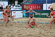 Deutsch: Beachhandball Europameisterschaften 2019 (Beach handball Euro); Tag 5: 6. Juli 2019 – Frauen, Halbfinale, Kroatien-Dänemark 1:2 (12:19, 17:10, 4:7) English: Beach handball Euro; Day 5: 6 July 2019 – Semifinal Men – Croatia-Denmark 1:2 (12:19, 17:10, 4:7)