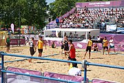 Deutsch: Beachhandball bei den Olympischen Jugendspielen 2018; Tag 3, 9. Oktober 2018; Jungs, Vorrunde, Gruppe A - Ungarn-Thailand 2:1 English: Beach handball at the 2018 Summer Youth Olympics at 9 October 2018 – Girls Preliminary Round Group A‎ – Hungary-Thailand 2:1