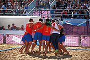 Deutsch: Beachhandball bei den Olympischen Jugendspielen 2018 in Buenos Aires; Tag 7, 13. Oktober 2018; Jungen, Halbfinale – Spanien-Kroatien 2:1 English: Beach handball at the 2018 Summer Youth Olympics in Buenos Aires at 13 October 2018 – Boys Semifinal – Spain-Croatia 2:1 Español: Handball de playa en los Juegos Olimpicos de la Juventud Buenos Aires 2018 en 13 de octubre de 2018 – Semifinales de chicos - España-Croacia 2:1