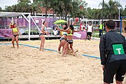 Deutsch: Beachhandball bei den Olympischen Jugendspielen 2018; Tag 5, 10. November 2018; Mädchen, Hauptrunde - Chinese Taipei (Taiwan)-Paraguay 2:0 English: Beach handball at the 2018 Summer Youth Olympics at 11 October 2018 – Girls Main Round – Chinese Taipei (Taiwan)-Paraguay 2:0