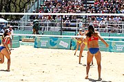 Deutsch: Beachvolleyball bei den Olympischen Jugendspielen 2018; Tag 9, 15. Oktober 2018; Mädchen, Viertelfinale: Puerto Rico-Russland 0–2 (12–21/10–21) English: Beach volleyball at the 2018 Summer Youth Olympics at 15 October 2018 – Girls Quarterfinals: Puerto Rico-Russia 0–2 (12–21/10–21)