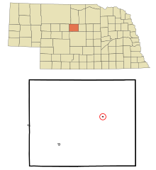 Blaine County Nebraska Incorporated en Unincorporated gebieden Brewster Highlighted.svg