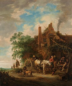 Auberge avec un cheval devant une auge, Rijksmuseum.