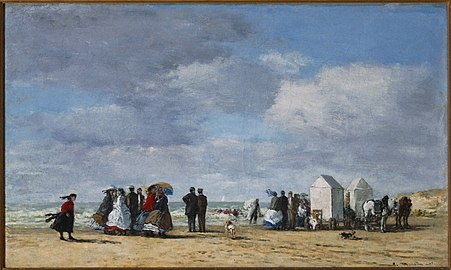 La plâge à Trouville (Eugène Boudin, 1865)
