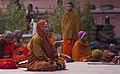 Buddhističtí mniši během meditace v Bódhgaji
