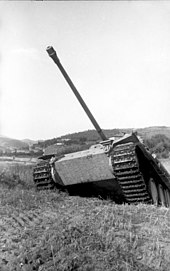 A tank's exposed belly armour is vulnerable to even modest antitank weapons. This is a Panther tank, cresting a hill. Bundesarchiv Bild 101I-478-2165-09A, Italien, Panzer V (Panther) im Gelande.jpg