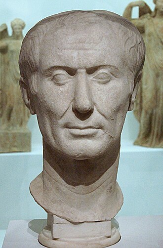 The Tusculum portrait of Julius Caesar from 50-40 BC, found in the city in 1825 Cesar (13667960455).jpg