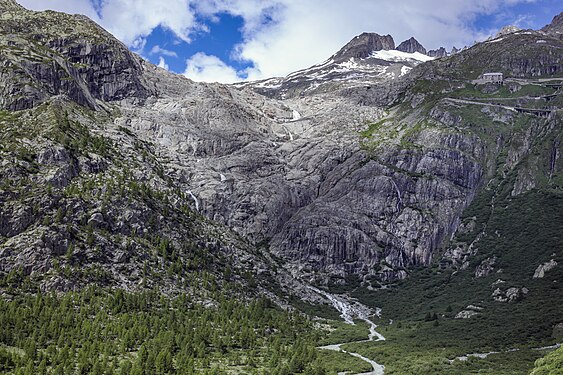 Rhone Glacier disappeared completely from the steep cliff