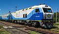 A CKD8 diesel-electric locomotive operating in Argentina for Trenes Argentinos.