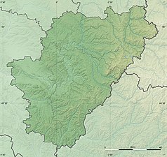 Mapa konturowa Charente, w centrum znajduje się punkt z opisem „Angoulême”