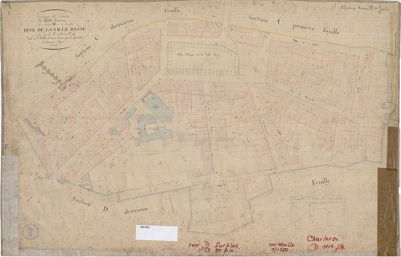 Place Verte vers 1835 (plan cadastral primitif).