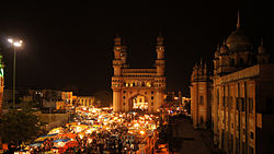 The Charminar designed in 1591 by the Shia scholar Mir Muhammad Momin, is located in Hyderabad, India.