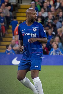 William Gallas played for the Chelsea legends against Inter in a friendly match. Chelsea Legends 1 Inter Forever 4 (28453494378).jpg