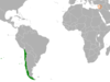 Location map for Chile and Lebanon.