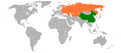 Map indicating locations of China and Soviet Union