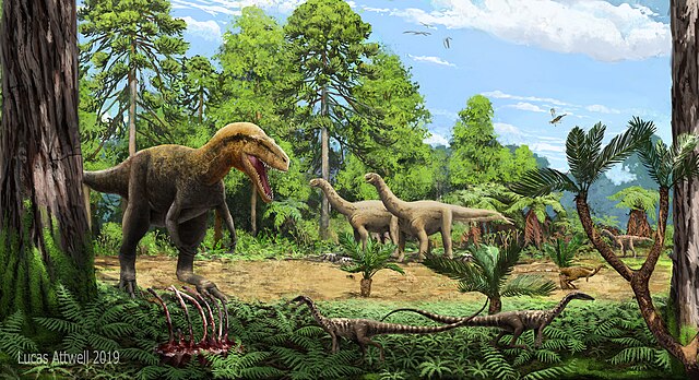 Reconstructed picture of dinosaurs