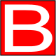 Красный квадрат с буквой B 