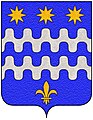 Bleu aux deux bandes d'ondes nébuleuses argentées, accompagnées sur la tête de trois étoiles d'or à huit branches placées dans la bande et à la pointe d'un lys d'or (famille Fineschi de Florence)