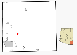Cochise County Incorporated and Unincorporated areas Tombstone highlighted.svg