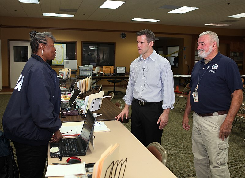 File:Congressman Adam Kinzinger visits the disaster recovery center in Marseilles, Illinois.jpg