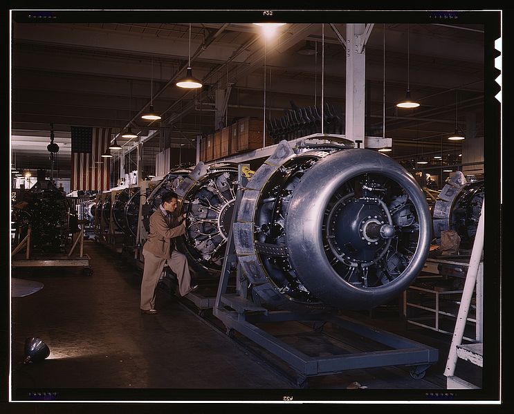 File:Cowling and control rods are added to motors for North American1a35305v.jpg