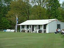 The pavillion at Headley, Surrey, typical of the modest buildings found at English village cricket grounds. Cricket pavilion at Headley Heath - geograph.org.uk - 24501.jpg