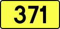 English: Sign of DW 371 with oficial font Drogowskaz and adequate dimensions.