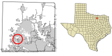 Denton County Texas Incorporated Areas Corral City highlighted.svg