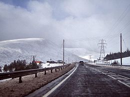 Image of the road in winter. February 2005 DrumochterPass.jpg