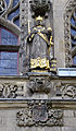 Hauptfassade am Burgplatz, Mittelrisalit, Statue „Wilhelm der Große“ (Wilhelm I.) und Beschriftung „Das neue Reich“