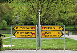 Directional road signs in Luxembourg Ehnen Signposts R01.jpg