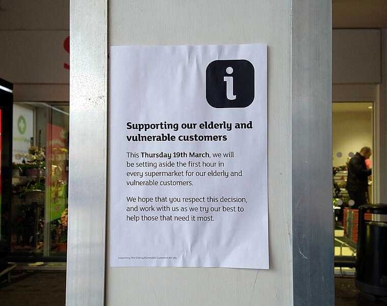 File:Elderly shopping hour at New Barnet Sainsbury's.jpg