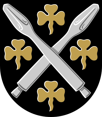 Crossed silver oars in the coat of arms of Enonkoski
