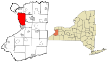 Erie County New York eingemeindete und nicht eingetragene Gebiete Buffalo hervorgehoben.svg