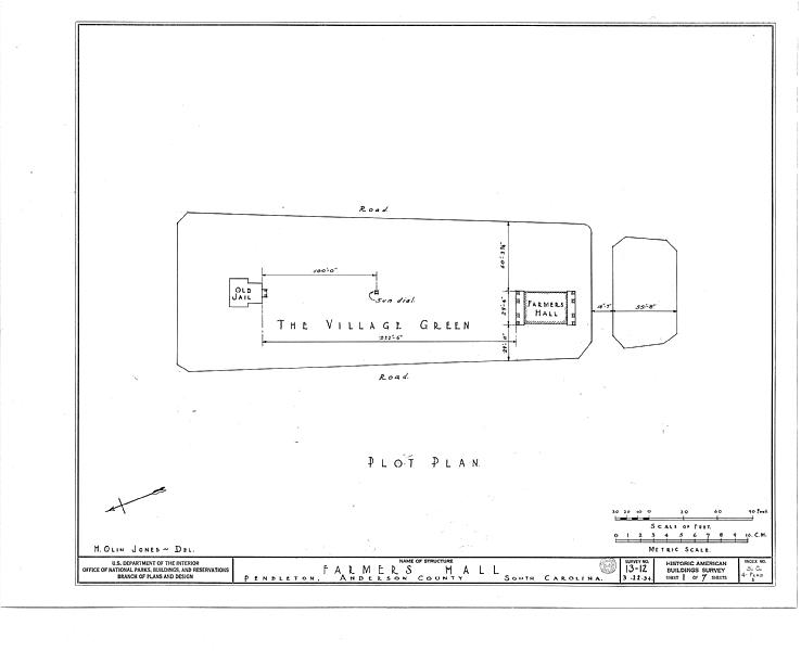 File:Farmers' Hall, Village Green, Pendleton, Anderson County, SC HABS SC,4-PEND,1- (sheet 1 of 7).tif