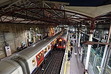 Underground trains at Farringdon Station Farringdon Railway Station.jpg