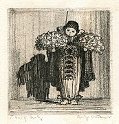 Gratulant (congratulator), etching by Fritz Quant