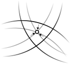 Intersection point of three pseudo-ranges GPS-pseudorange.svg