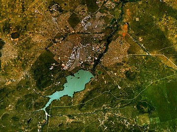 NASA picture of the Notwane River with the Gaborone Dam Gaborone 25.92305E 24.68895S.jpg