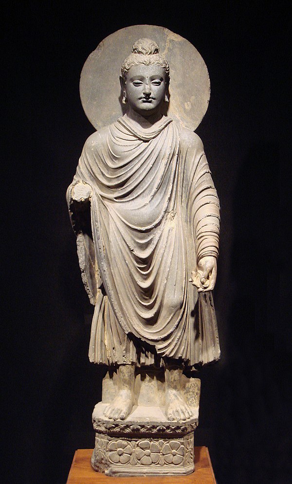Buddha Shakyamuni, in Greco-Buddhist style, c. 1st–2nd century CE, Gandhara