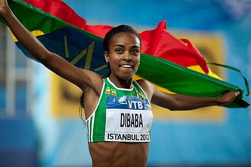 Genzebe Dibaba lors des Championnats du monde en salle 2012