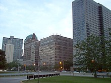 Both vintage and modern upscale condominiums along Lake Shore Drive in Lake View East stand side by side, overshadowing the historic Jewish Temple Sholom. Gerald Farinas Lakeview Chicago Condos.jpg