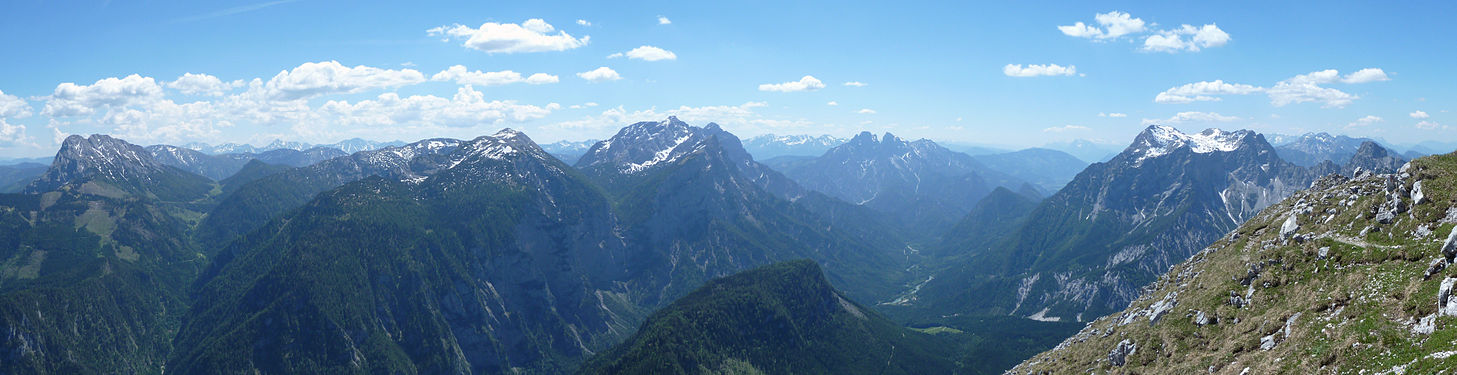 Panorama of Mountains in the National park Gesäuse in Austria