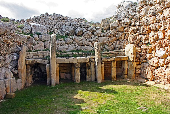 Ġgantija temples in Gozo, Malta, c. 3600–2500 BC, some of the world's oldest free-standing structures